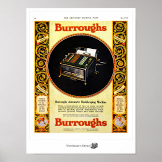 Yesterday'sOffice Burroughs Bookkeeping Machine Poster