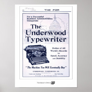 Yesterday'sOffice The Underwood Typewriter Ad Poster