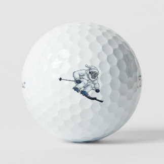 Yeti Abominable Snowman Skiing Funny Holiday Golf Balls