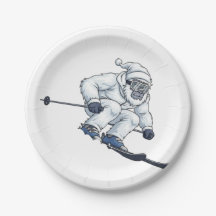 Yeti Abominable Snowman Skiing Funny Holiday