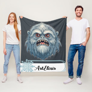 Yeti Angry Drawing Print Fleece Blanket