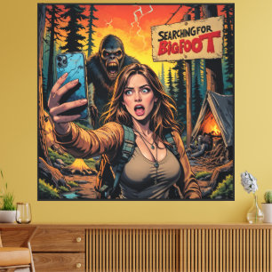 Yeti Bigfoot Sasquatch Selfie Mount Everest Neon Canvas Print