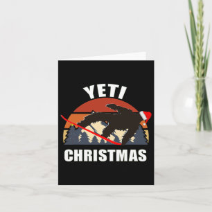 Yeti Christmas - Bigfoot Snowboarding Wearing Red  Card