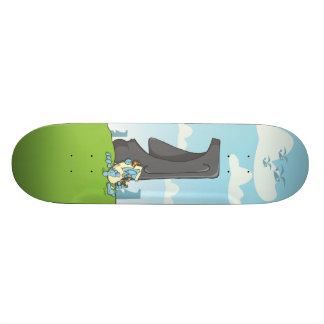 yeti drinking on easter island skateboard