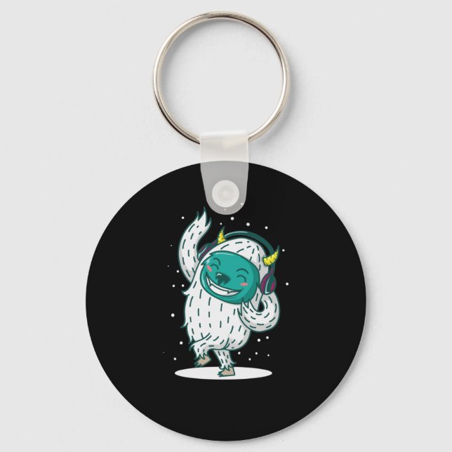 Yeti Eismonster hört im Winter Musik und tanzt Key Ring (Front)