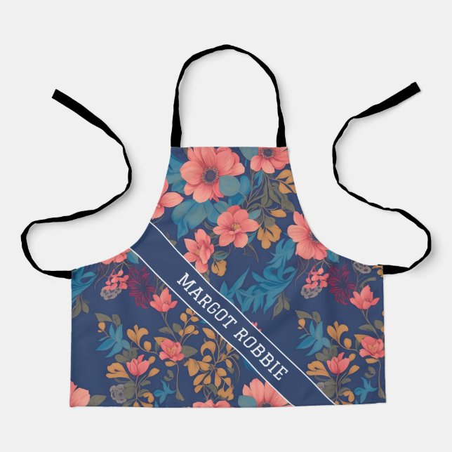 Yeti Floral Colourful Personalised Pattern Apron (Front)