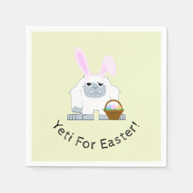 Yeti For Easter Cute Easter Yeti Napkin (Front)
