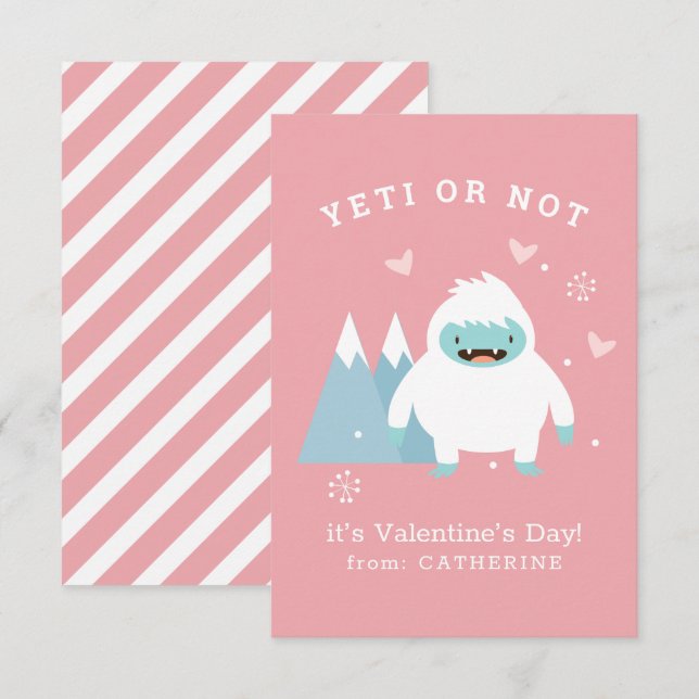 Yeti or Not Classroom Valentine Card (Front/Back)
