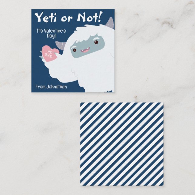 Yeti Or Not Classroom Valentine's Day Card (Front/Back)