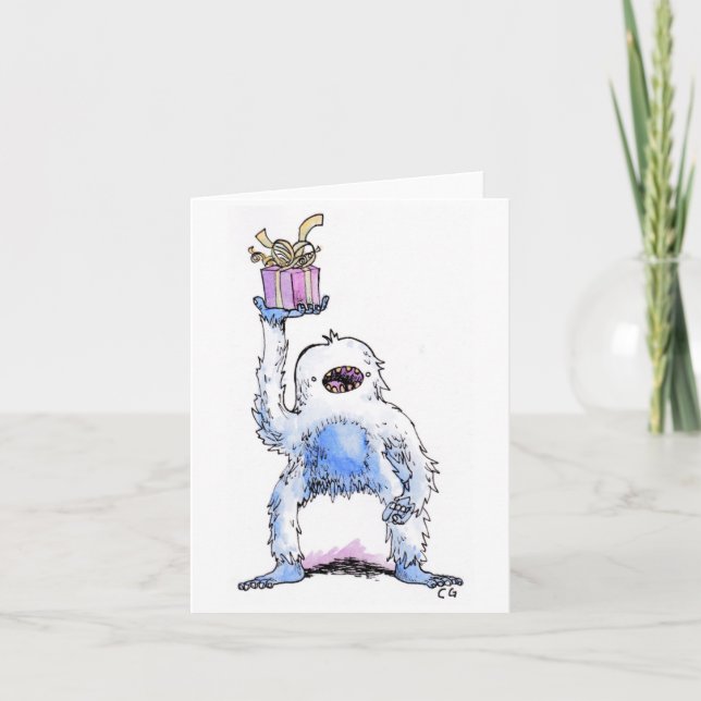 Yeti Present Greeting Card (Front)