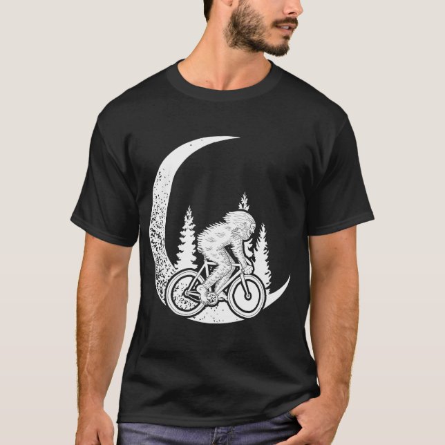 YETI Riding Moon Bike Halloween Lunar T-Shirt (Front)