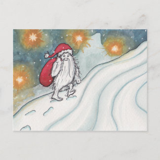 Yeti Santa Holiday Postcard