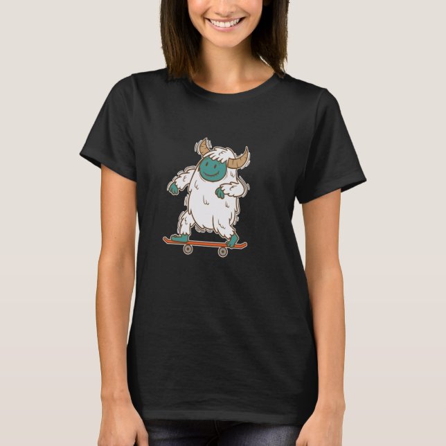 Yeti skating Snowman T-Shirt (Front)