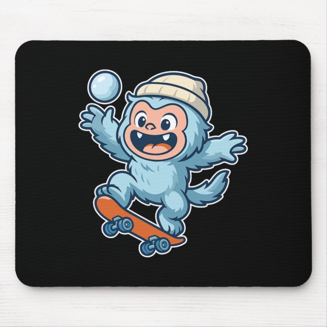 Yeti Snowll Skateboard Fun  Mouse Pad (Front)