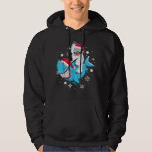 Yeti To Party Shark Santa Hat Christmas Pajama Xma Hoodie