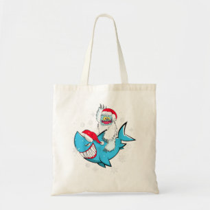 Yeti To Party Shark Santa Hat Christmas Pajama Xma Tote Bag