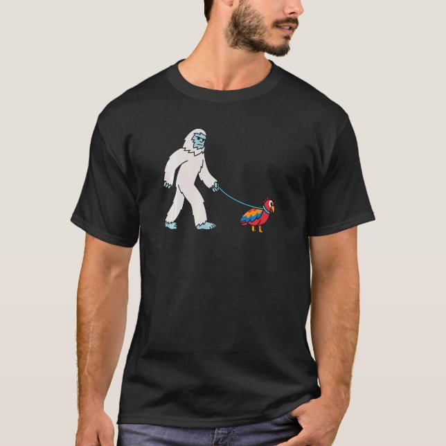 Yeti Walking Parrot Bird Cryptozoology Pet   T-Shirt (Front)