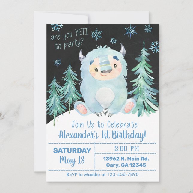 Yeti winter boy birthday invite, Yeti invitation. Invitation (Front)