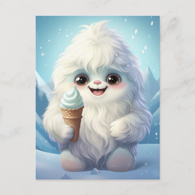 Yeti With an Ice Cream Cone Postcard (Front)