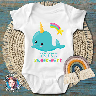 Yeye's Sweetheart Kawaii Narwhal Baby Bodysuit