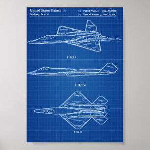 YF-23 Aeroplane Patent - Blueprint Poster