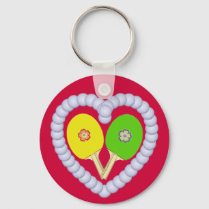 YG Ping Pong Flower Heart Key Ring