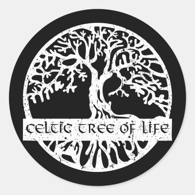 Yggdrasil Celtic Tree Of Life Illustration Classic Round Sticker (Front)