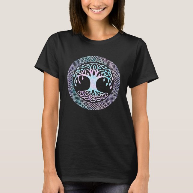 Yggdrasil Celtic Tree of Life Tie Dyed Nordic Viki T-Shirt (Front)