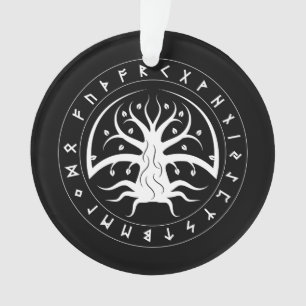 Yggdrasil Circle Runes Ornament (Acrylic/Round)
