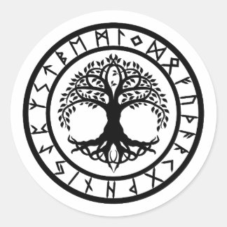 Yggdrasil - Rune Circle Classic Round Sticker
