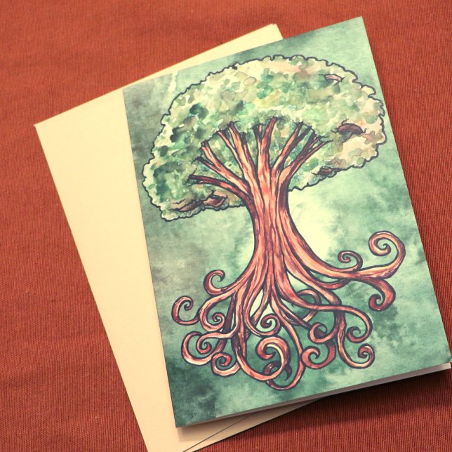 Yggdrasil Tree Norse Mythology Watercolor Card (Creator Uploaded)