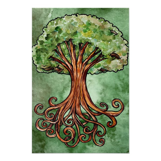 Yggdrasil Tree Norse Mythology Watercolor Poster (Front)