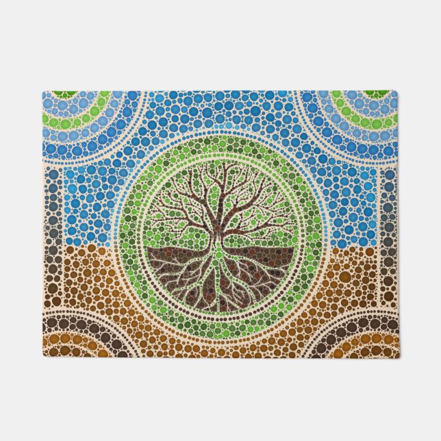 Yggdrasil- Tree of life Dot Art #1 Doormat (Front)