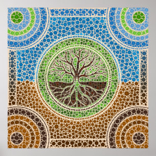 Yggdrasil- Tree of life Dot Art #1 Poster