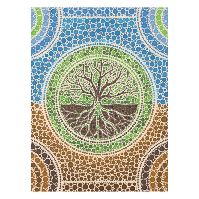 Yggdrasil- Tree of life Dot Art #1 Tablecloth (Front)