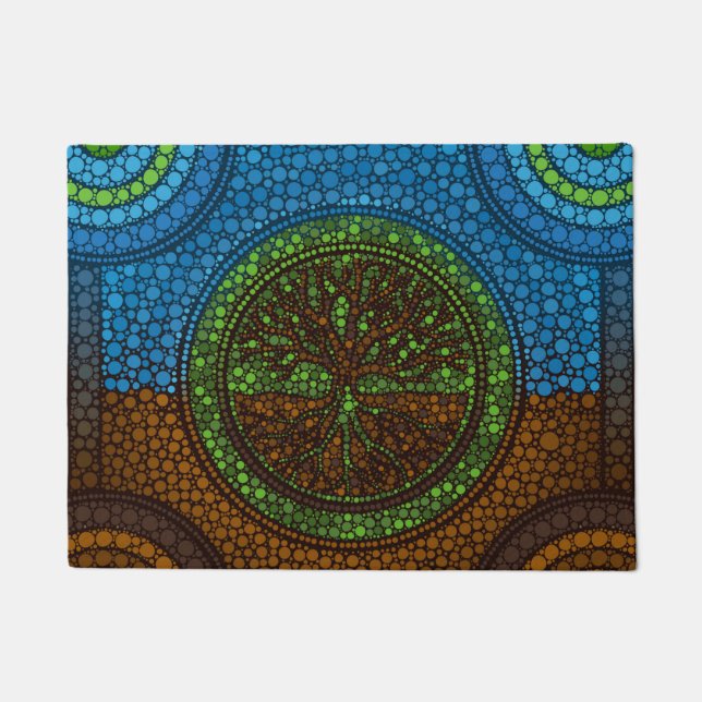 Yggdrasil- Tree of life Dot Art #2 Doormat (Front)
