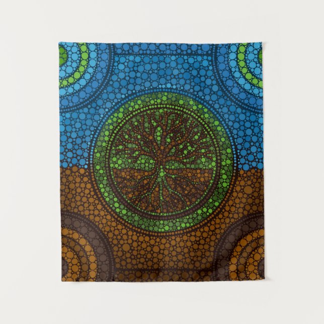 Yggdrasil- Tree of life Dot Art #2 Tapestry (Front)