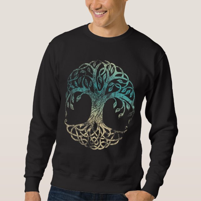 Yggdrasil Tree Of Life Norse Viking Symbol Worn Co Sweatshirt (Front)