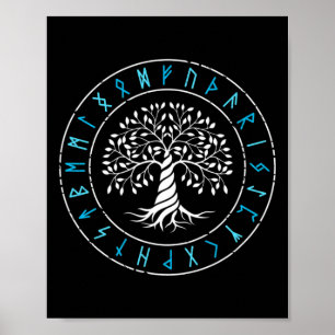 Yggdrasil Tree Of Life Viking Runes Norse Mytholog Poster