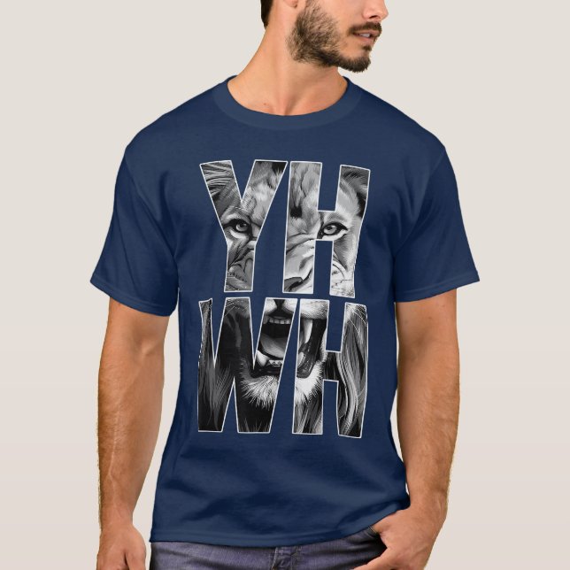 YHWH Lion of Judah Yahweh in Hebrew Jesus Christia T-Shirt (Front)