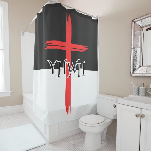 YHWH Shower Curtain (In Situ)