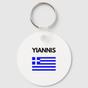 Yiannis Greek Name with Greek Flag Design Key Ring