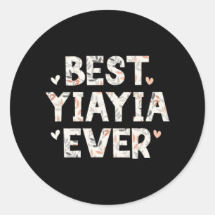 Yiayia Ever Floral Family Love Hearts Yia-yia Classic Round Sticker