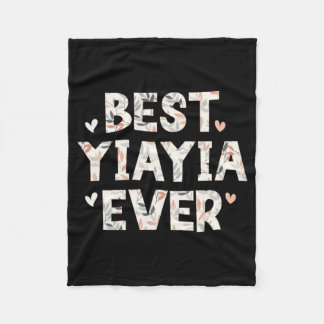 Yiayia Ever Floral Family Love Hearts Yia-yia Fleece Blanket