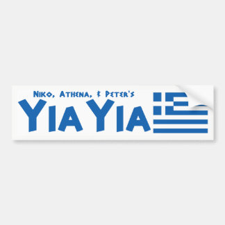 YIAYIA Greek Flag Bumper Sticker (Personalised)