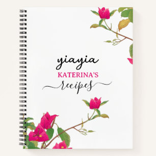 Yiayia Greek Grandmother Bougainvillea Recipe Notebook