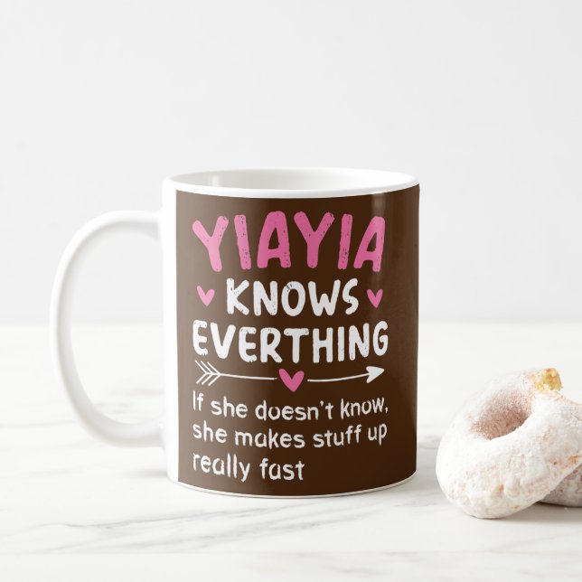 YiaYia Knows Everything Vintage Mother's Day Coffee Mug (With Donut)