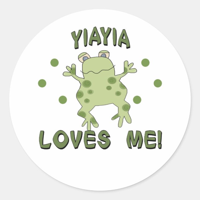 YiaYia Loves Me Frog Classic Round Sticker (Front)