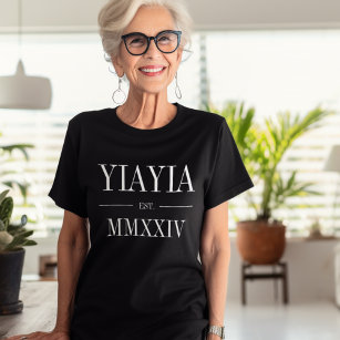 Yiayia Roman Numeral Year Established T-Shirt