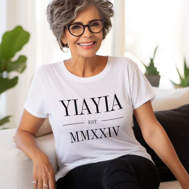 Yiayia Roman Numeral Year Established T-Shirt (Creator Uploaded)